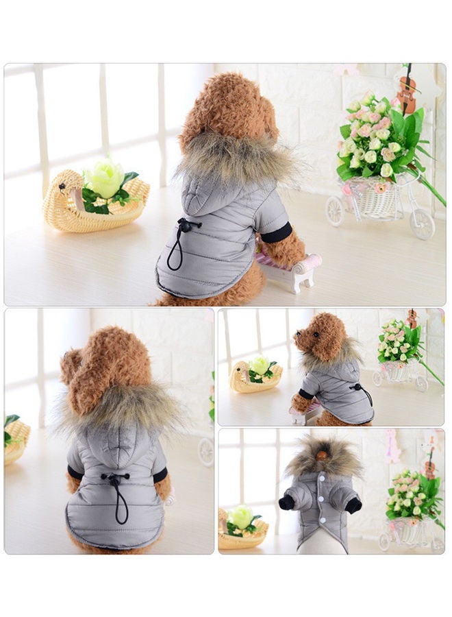 Generic Pet Dog Winter Warm Clothes Puppy Jacket Grey/Beige - Image 2