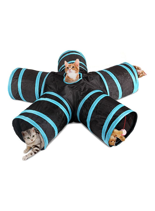 5 Way Folding Portable Pet Cat Tunnel Blue/Black - Image 1