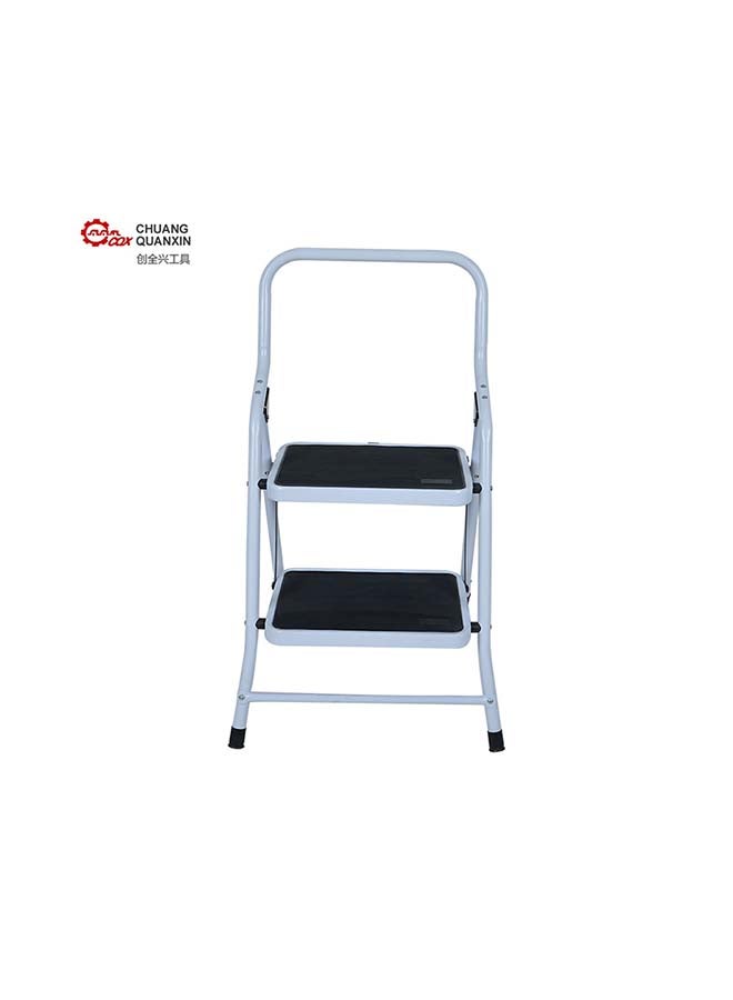 Wide Platform 2 Step Ladder Silver & Black 36.14inch