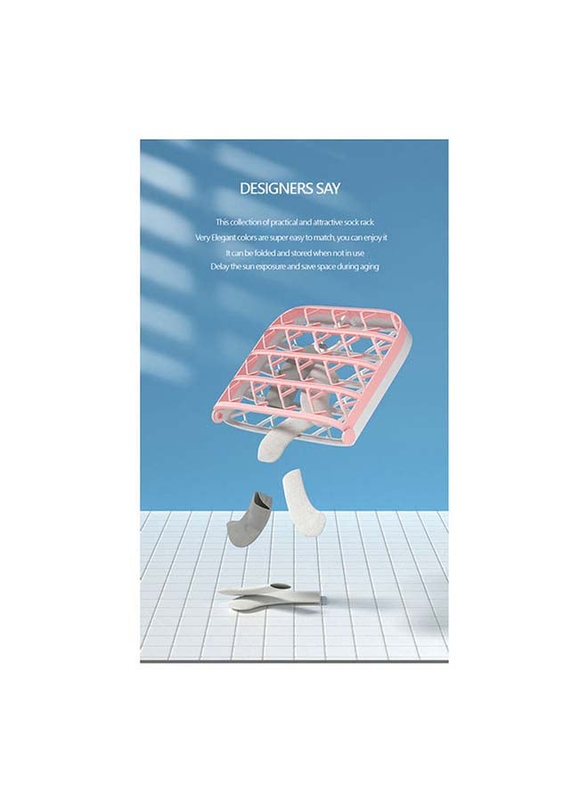 fashionhome Plastic Foldable Windproof Buckle Socks Storage Rack Pink 30x48.5cm - Image 2