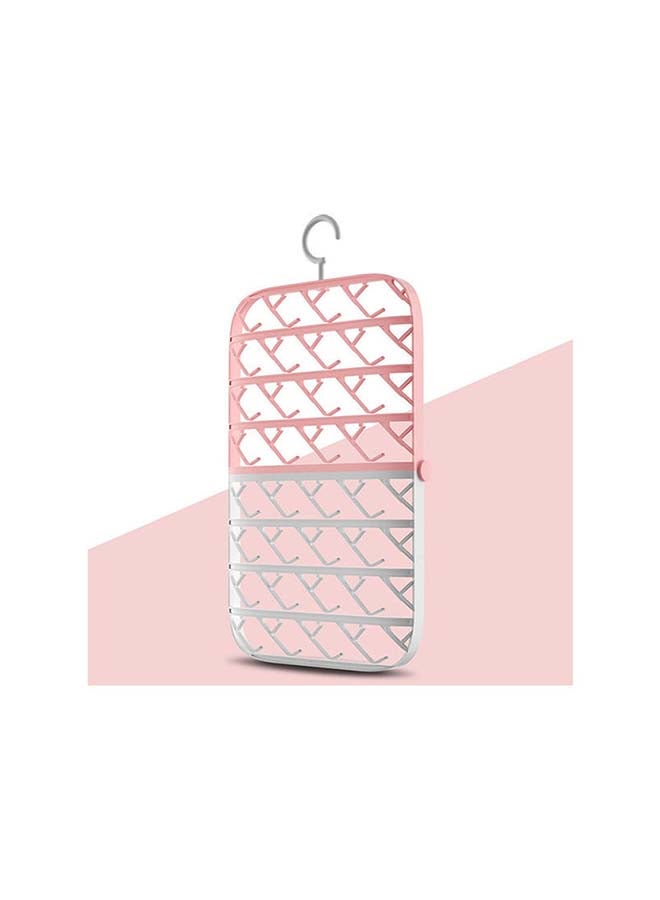 fashionhome Plastic Foldable Windproof Buckle Socks Storage Rack Pink 30x48.5cm - Image 1