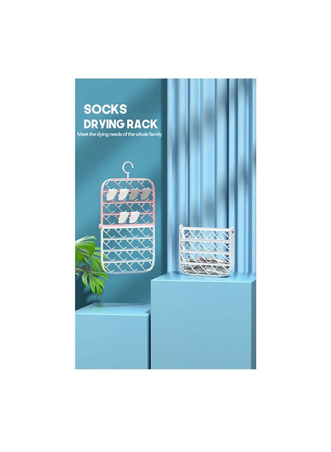 fashionhome Plastic Foldable Windproof Buckle Socks Storage Rack Pink 30x48.5cm - Image 3