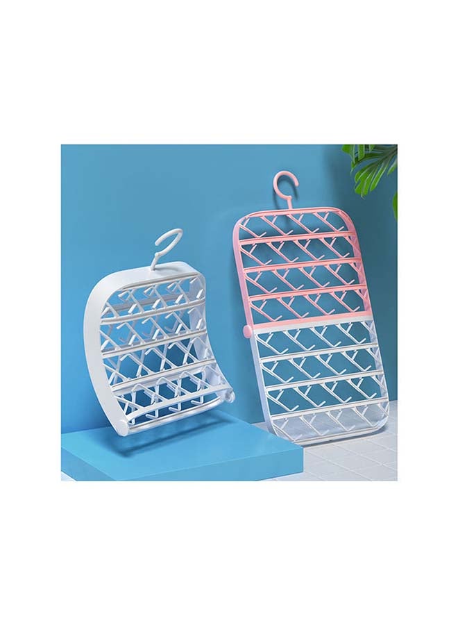fashionhome Plastic Foldable Windproof Buckle Socks Storage Rack Pink 30x48.5cm - Image 5