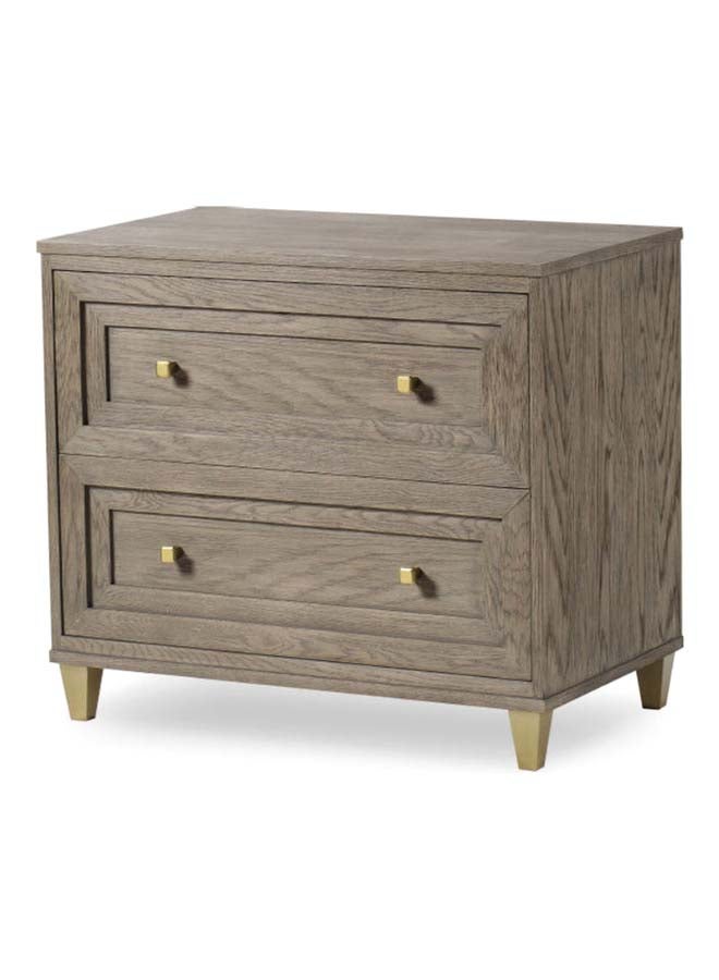 ebb & flow - Bedside Table Luxurious - Solid Wood Nightstand Comdina - Bedroom Furniture yellow-gold 86x76x51cm - Image 1