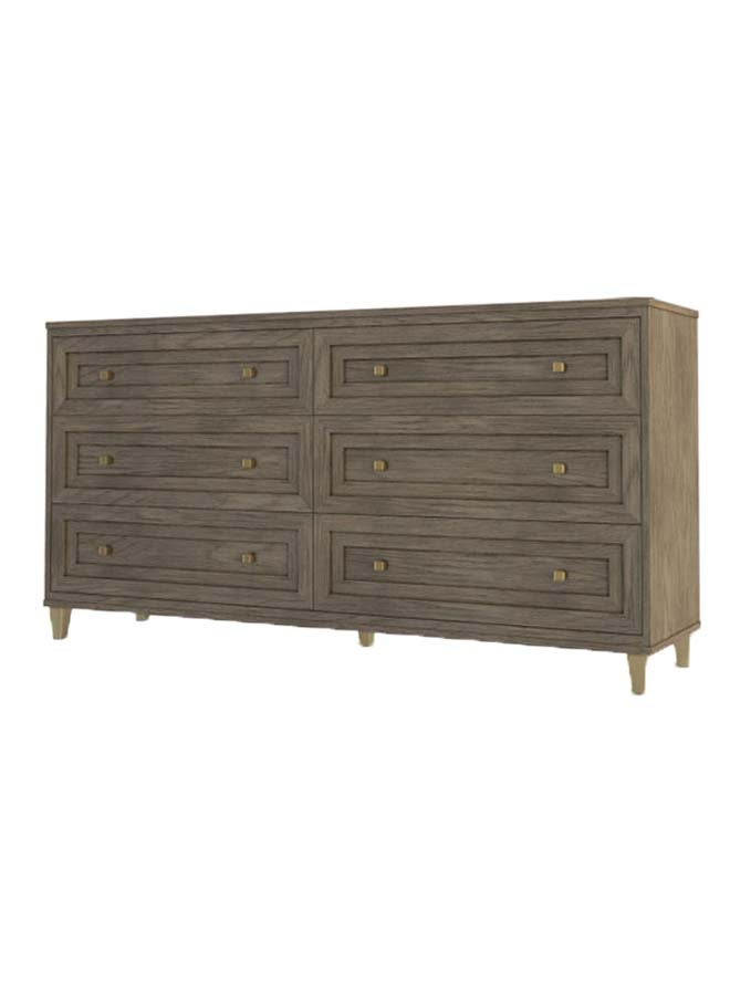 ebb & flow Bedroom Makeup Vanity Luxurious - Natural yellow/gold Crawford Collection Wood Table - 6 Drawer Dresser For Hairstyle Sonoma Oak 183x93x46cm  - Image 1