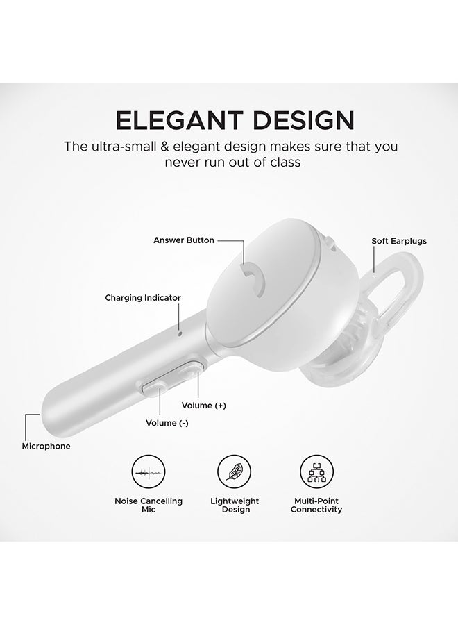 PROMATE - Mono Wireless Earphone, Professional Handsfree Bluetooth v5.0 Earbud with Built-In Mic, USB Magnetic Charging Dock and Multi-Point Pairing for Smartphone, Tablet, Laptop, iPod, Pioneer White - Image 1