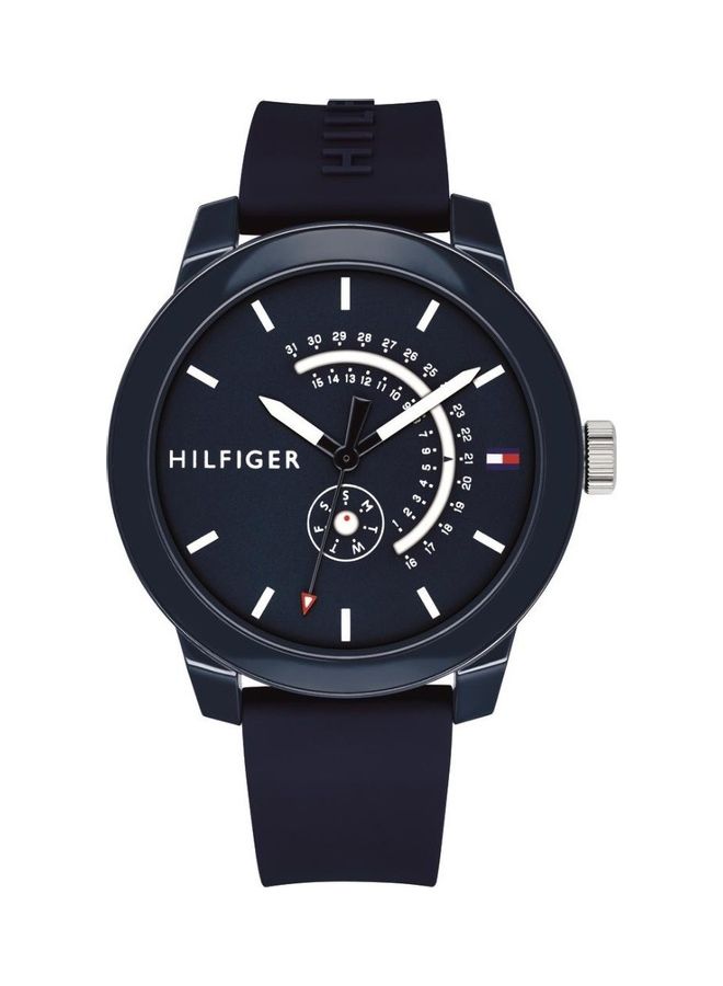 TOMMY HILFIGER - Men's Denim Round Shape Silicone Strap Analog Wrist Watch 44 mm - Blue - 1791482 - Image 1