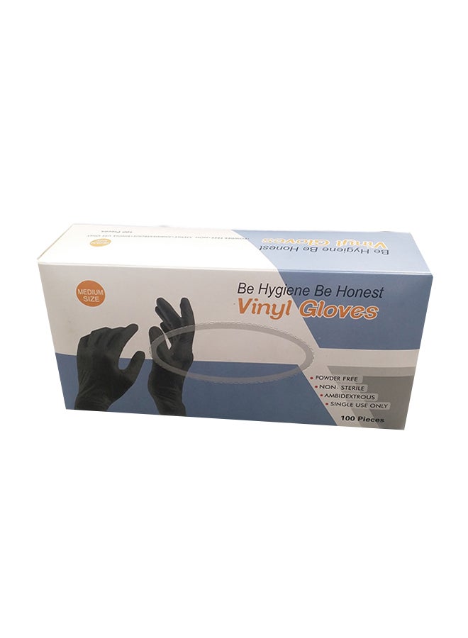 100-Piece Vinyl Free Gloves Black Medium - Image 1