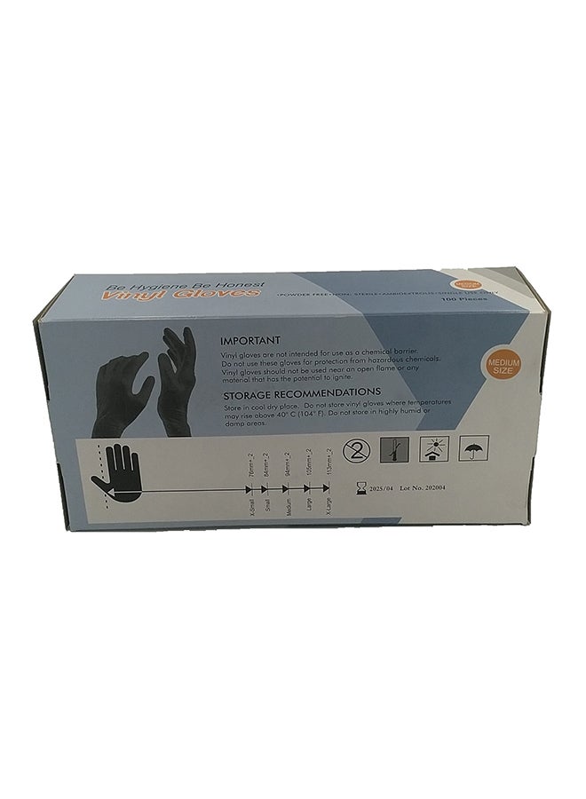 100-Piece Vinyl Free Gloves Black Medium - Image 2