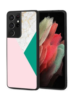 Okteq Protective Case Cover For Samsung Galaxy S21 Ultra Pink Dark Green Marble  - Image 2