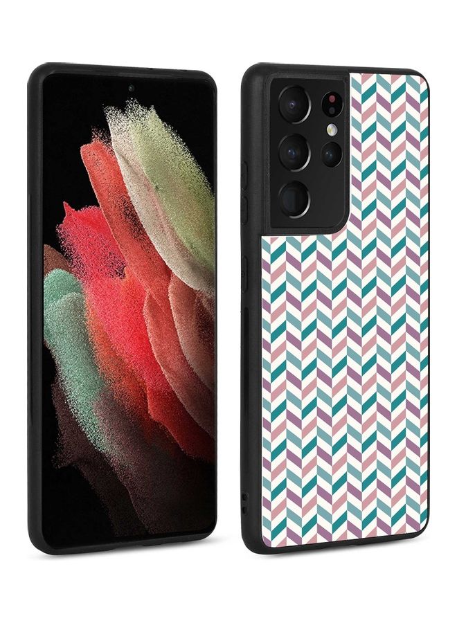 Okteq Protective Case Cover For Samsung Galaxy S21 Ultra Blue Pink Pattern  - Image 1