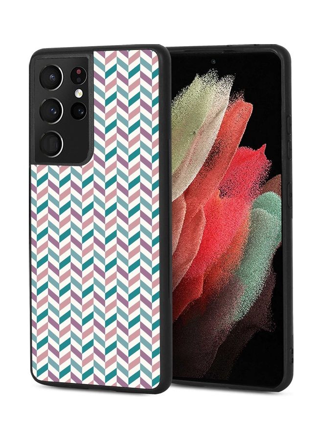 Okteq Protective Case Cover For Samsung Galaxy S21 Ultra Blue Pink Pattern  - Image 2