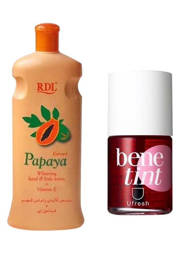 PAPAYA Hand And Body Whitening Lotion With Benetint Lip Gloss 600ml - Image 1