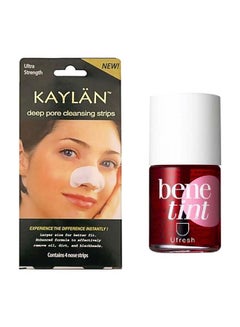 KAYLAN 4 Piece Nose Cleansing Strip Set With Ufresh Bene Lip Glossy White/Pink  - Image 1