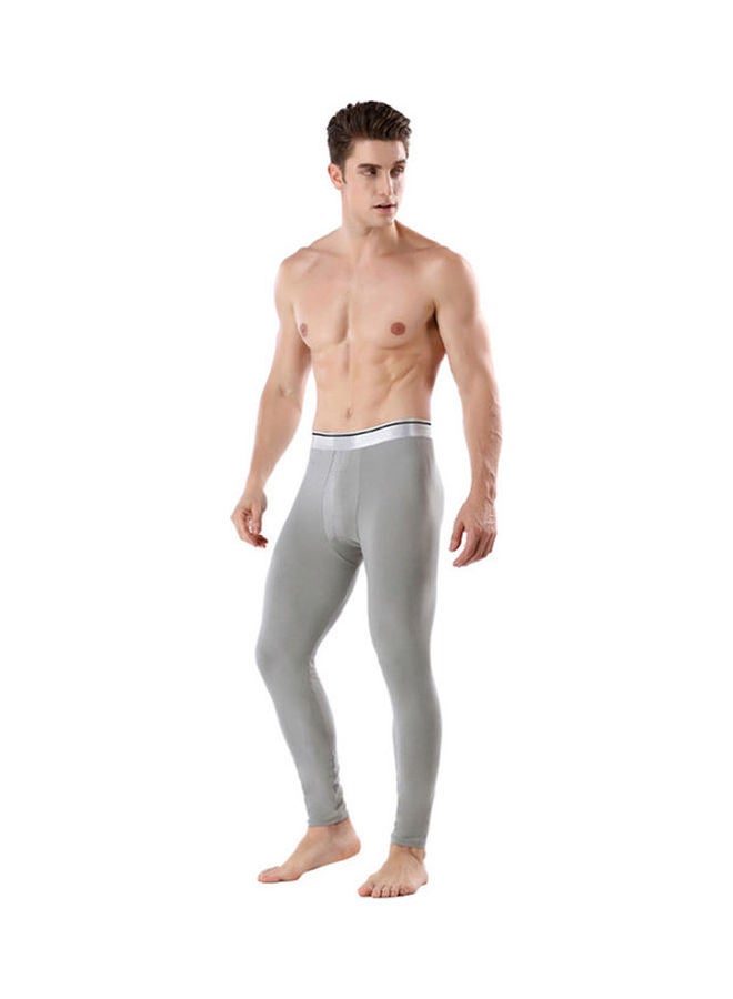 Solid Cotton Pyjama Trousers Light Grey - Image 1