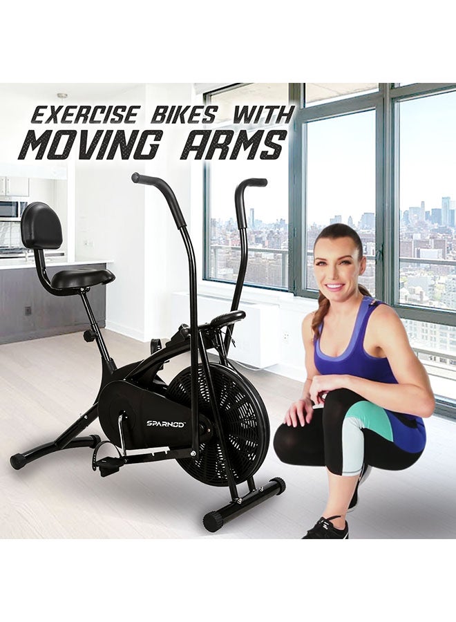 Sparnod Fitness SAB-05 Air Bike Exercise Cycle For Home Gym Adjustable Resistance, Height Adjustable Seat With Back Rest 106.7x104.1x45.7cm  - Image 3