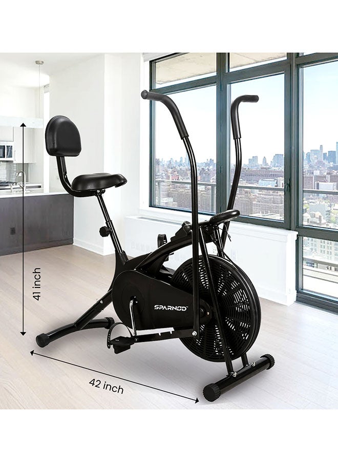 Sparnod Fitness - SAB-05 Air Bike Exercise Cycle For Home Gym Adjustable Resistance, Height Adjustable Seat With Back Rest 106.7x104.1x45.7cm - Image 1
