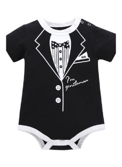 Gentleman Style Short Sleeve Romper Black