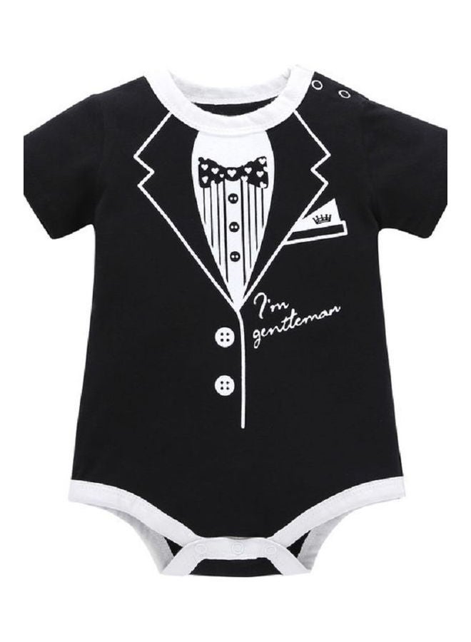 Generic - Gentleman Style Short Sleeve Romper Black - Image 1