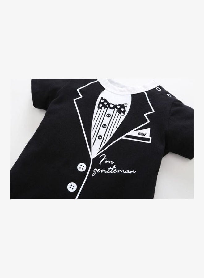Generic - Gentleman Style Short Sleeve Romper Black - Image 1