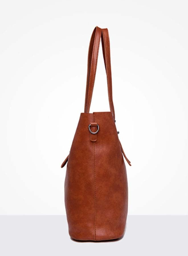 Anaqa - 3-Piece Elegant Design Handbag For Women Set Brown - Image 1