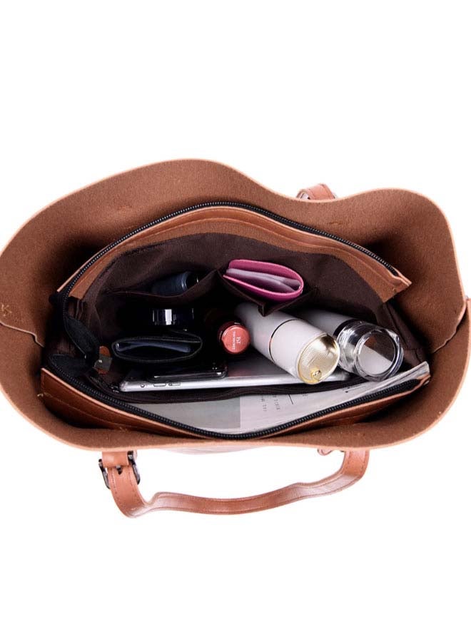 Anaqa - 3-Piece Elegant Design Handbag For Women Set Brown - Image 1