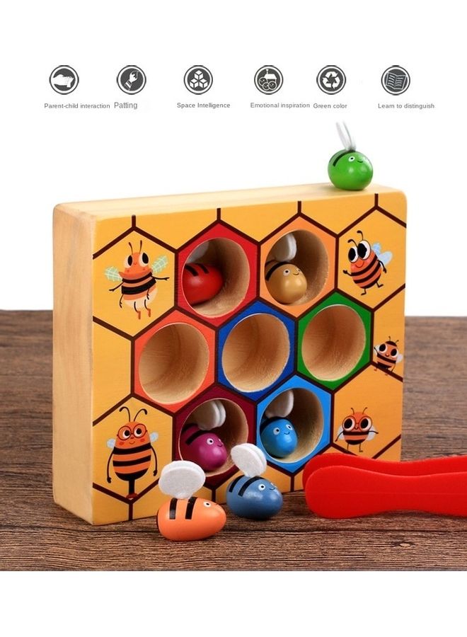 Wooden  Early Educational Kids Cognitive Toy Beehive Game Multicolour - Image 4
