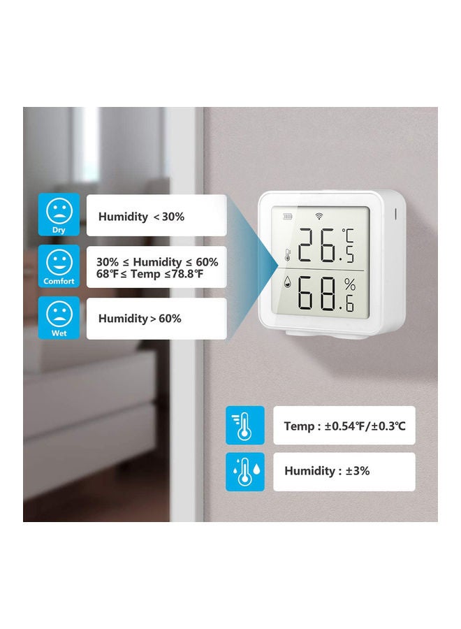Tuya WiFi Intelligent Home Wireless Temperature Sensor White
