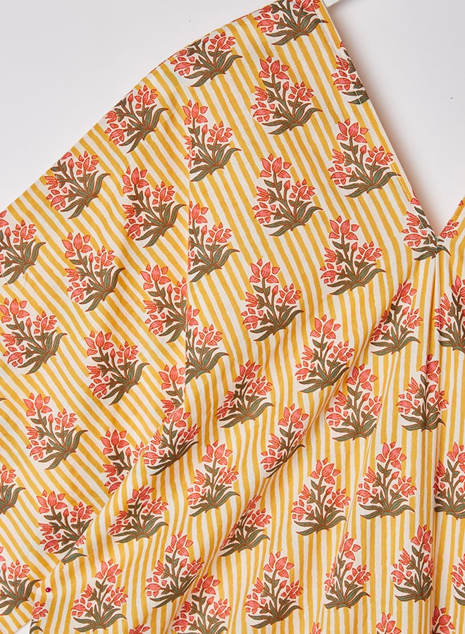 Knoosha Fashion Cotton Special Prented Dress yellow  - Image 3
