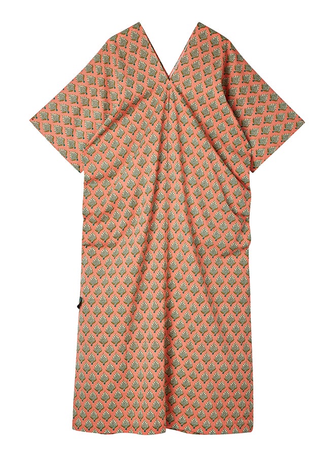 Knoosha Fashion Cotton Prented Special Dress orange  - Image 2