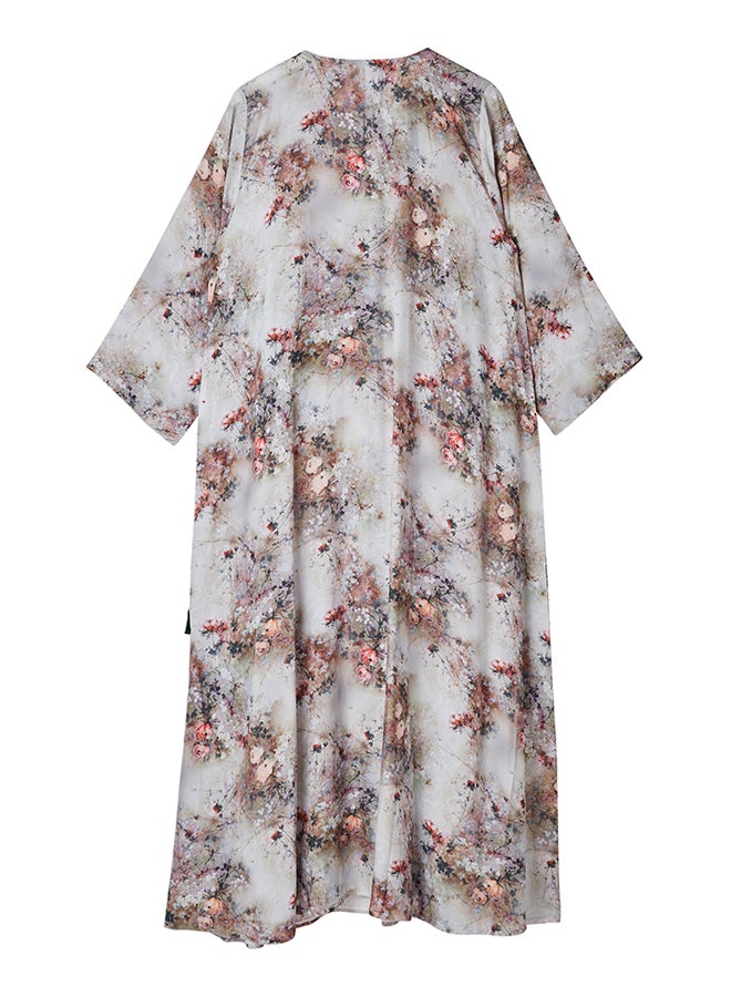 Knoosha Fashion Cotton Max Prented Embroidered Dress light blue - Image 2