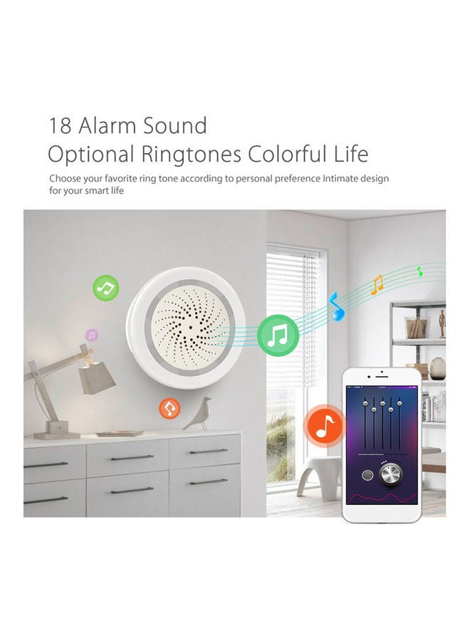 Wi-Fi Siren Sound Alarm Temperature Humidity Sensor White - Image 3