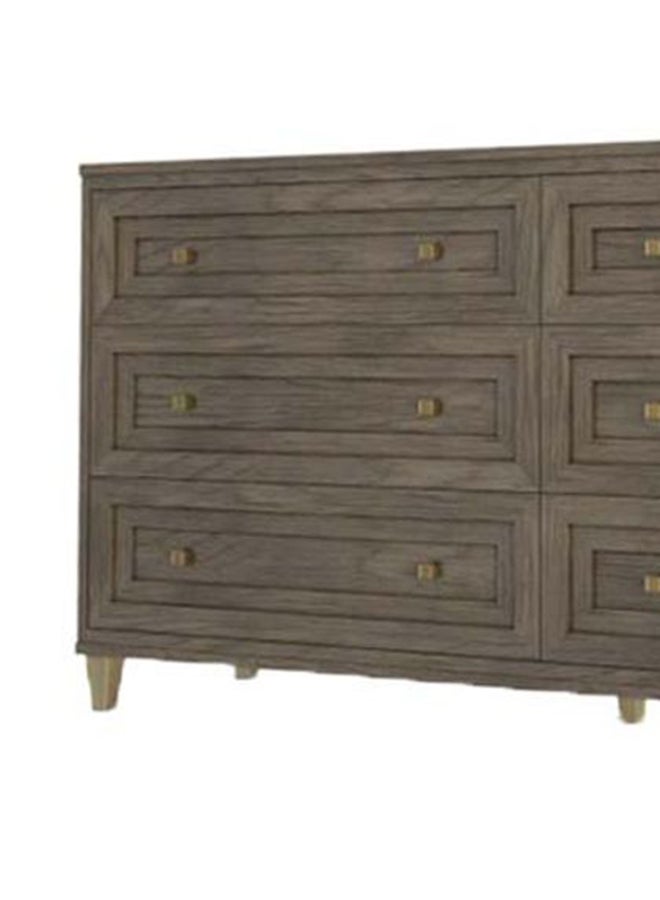 ebb & flow Bedroom Makeup Vanity Luxurious - Natural yellow/gold Crawford Collection Wood Table - 6 Drawer Dresser For Hairstyle Sonoma Oak 183x93x46cm  - Image 2