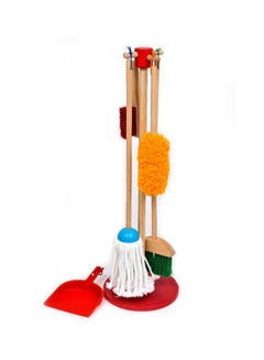Melissa & Doug 6-Piece House Cleaning Dust Sweep Mop Sturdy Wooden Handle With Storage Stand 12.7x27.94x71.12cm  - Image 2