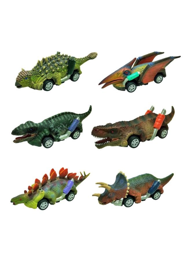 Beauenty 6-Piece Dinosaur Pull Back Car Toy Set 13.5x3.5x4.5cm  - Image 1