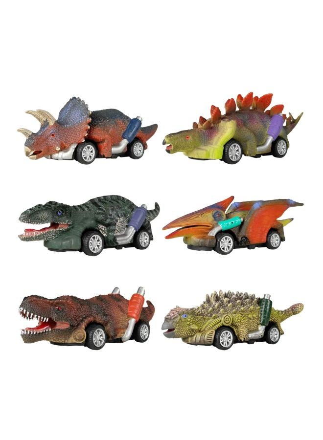 Beauenty 6-Piece Dinosaur Pull Back Car Toy Set 13.5x3.5x4.5cm  - Image 2