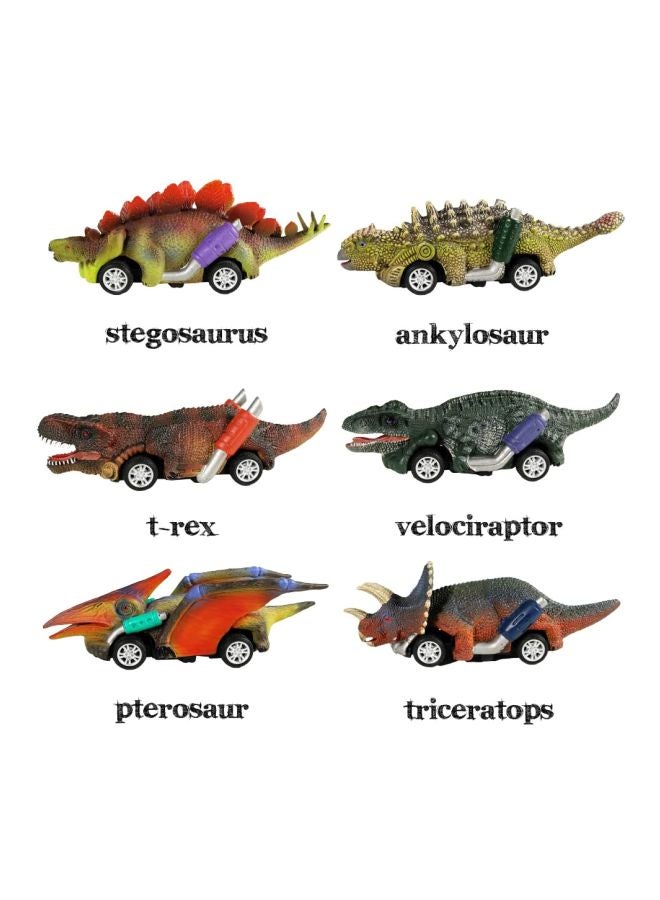 Beauenty 6-Piece Dinosaur Pull Back Car Toy Set 13.5x3.5x4.5cm  - Image 3