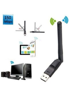 محول واي فاي لاسلكي 802.11N مزود بمنفذ USB 2.0 وبسرعة 150 ميجابت في الثانية أسود
