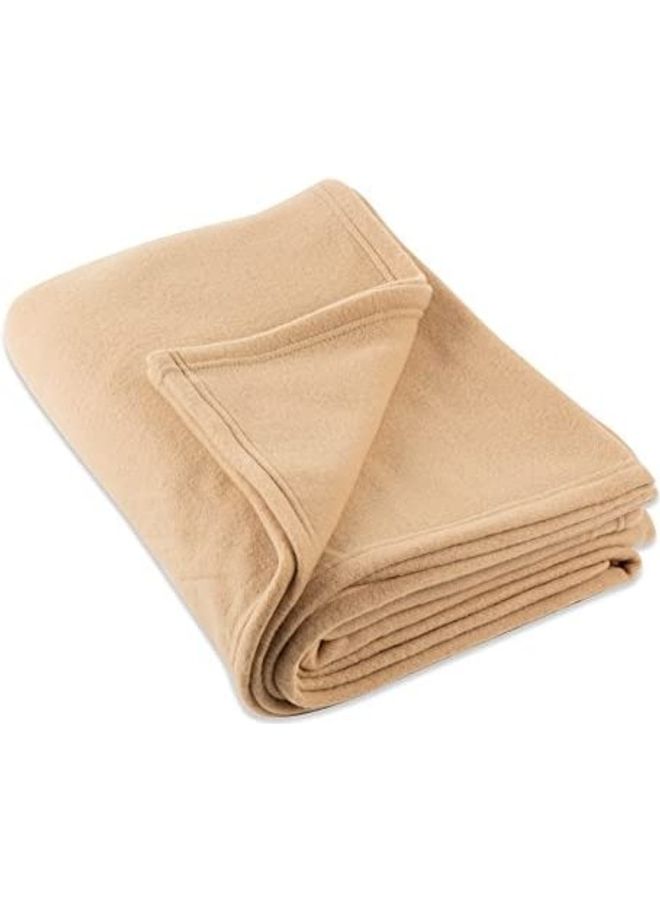 DII Luxury Solid King Fleece Throw cotton Beige 108 x 90inch 