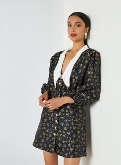 Josephine Jacquard Mini Dress Navy
