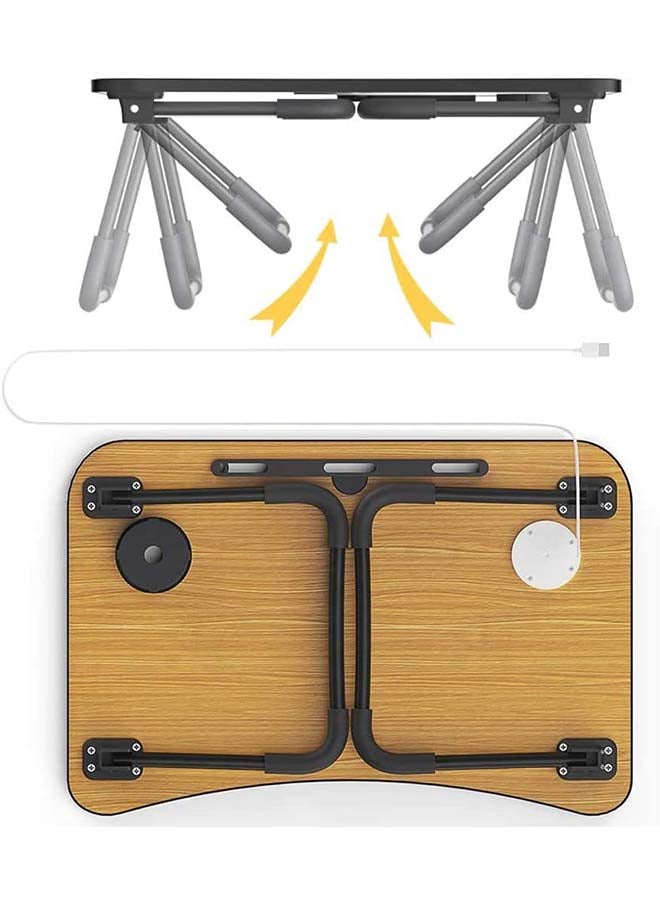 توشيونيكس طاولة لابتوب متعددة الأغراض وقابلة للطي مزودة بعدد 4 منافذ USB وفتحة للتابلت وحامل أكواب بيج - Image 3