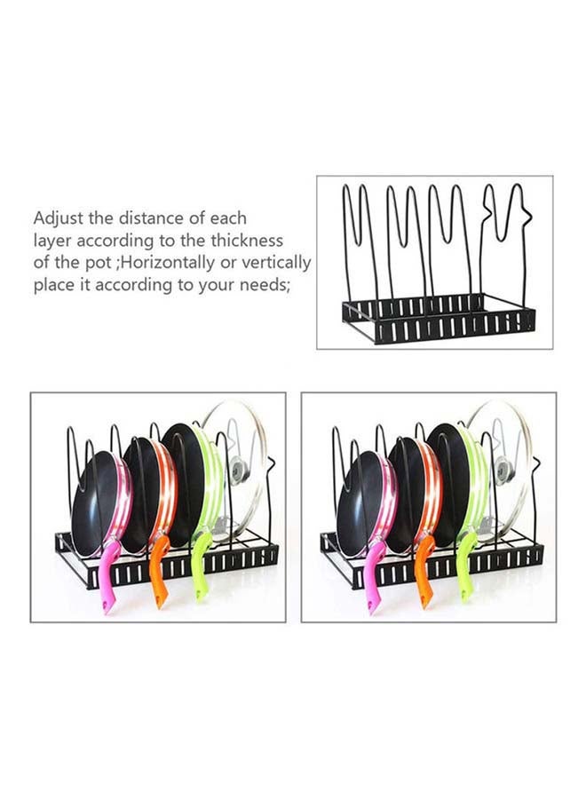 Pot Organizer Rack 5-Tier Adjustable Cookware Bakeware Holder Pot Frying Pan Lid Storage Rack Organizer Stand Holder for Kitchen Cabinet Countertop and Pantry Black 38.5 x 21 x 4.3cm - Image 2