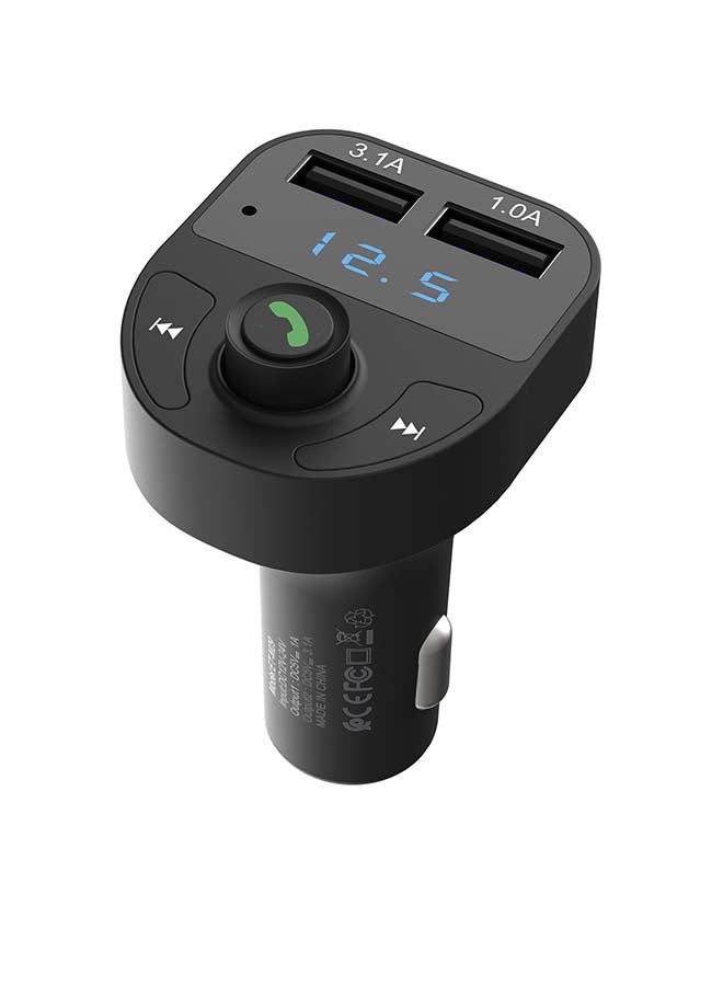 Earldom Bluetooth FM Transmitter Fast Car Charger Black - Image 1