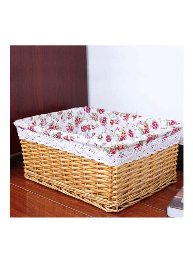fashionhome Hand-made Household Bamboo Storage Basket With Lid Brown 38x28x32cm  - Image 2