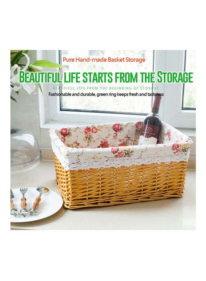 fashionhome Hand-made Household Bamboo Storage Basket With Lid Brown 38x28x32cm  - Image 3
