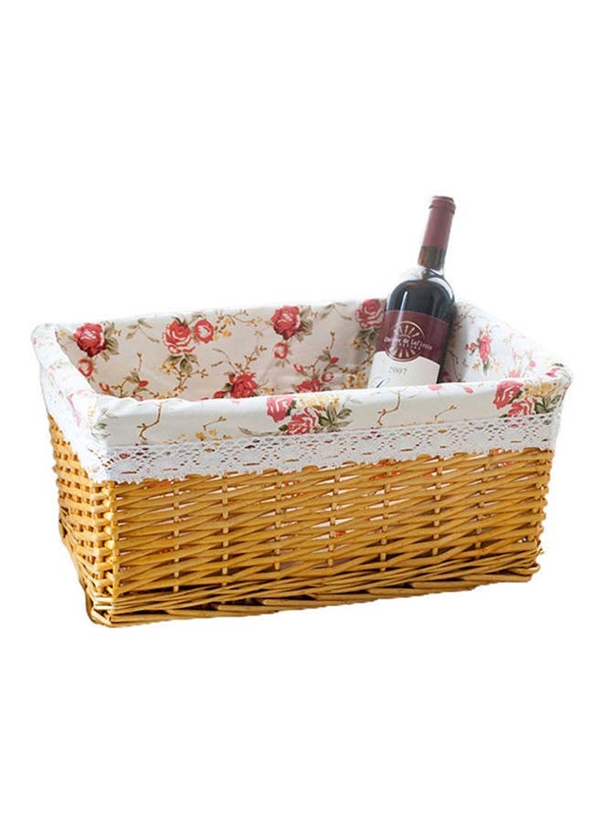 fashionhome Hand-made Household Bamboo Storage Basket With Lid Brown 38x28x32cm  - Image 1