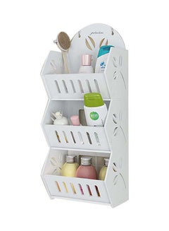 fashionhome Wall Mounted Bathroom Organizer Storage Rack White 15.5x12x47cm  - Image 1