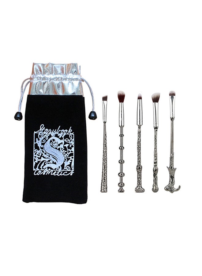 Menow 5-Pieces Harry Potter Magic Wand Eyeshadow Makeup Brush Set Silver - Image 1