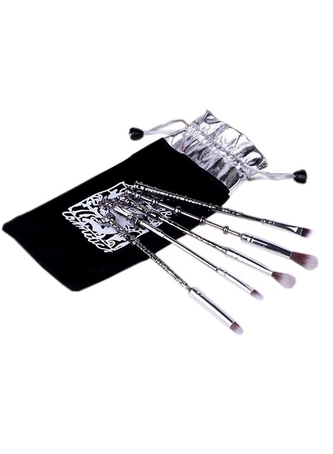 Menow 5-Pieces Harry Potter Magic Wand Eyeshadow Makeup Brush Set Silver - Image 4