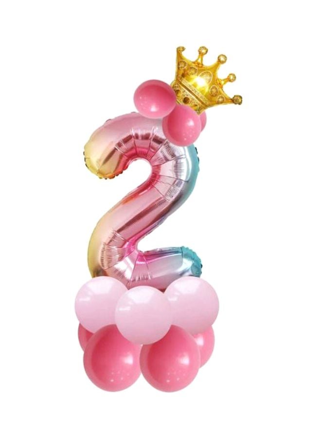 Beauenty Rainbow 2 Number Balloons With Crown  - Image 1